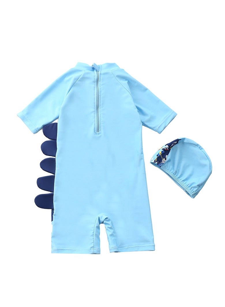 SISGL Children's Swimsuit For Boys Dinosaur Design Short Sleeve With Cap One Piece Surfing Suit Baby Swimming Pool Boy Swimsuit - Image 2