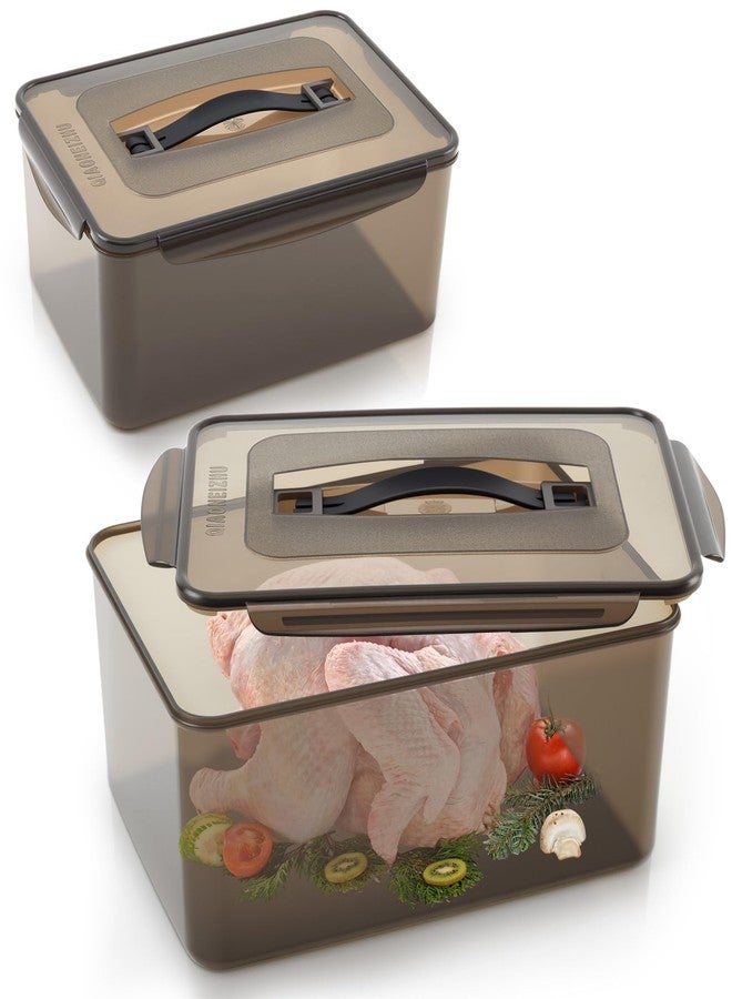 Reallnaive 2 Pcs Marinating Containers with Lid 12.5 and 8.3 Quart Plastic Food Brining Containers Dishwasher Safe Grilling Accessories for Thanksgiving Meat Chicken Turkey Rib BBQ Prep Storage - Image 1