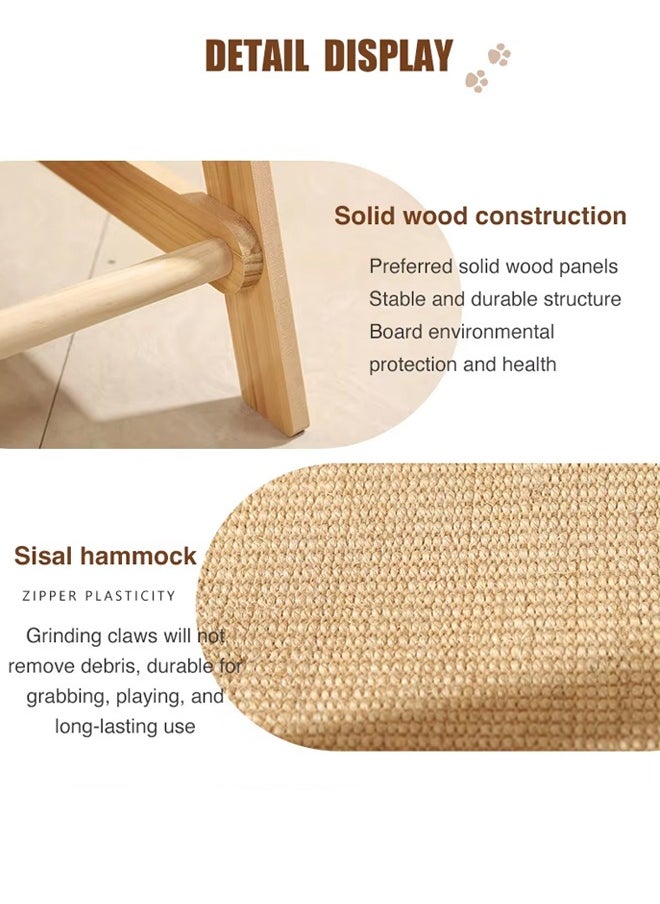 Large Cat Climbing Frame Cat Tree Wooden Cat Nest Jumping Platform Cat Frame Cats Climbing Toys Ladder Design with Cat Sisal Scratch Post Solid Wood Tall Cat Tower Pet Scraching Posts