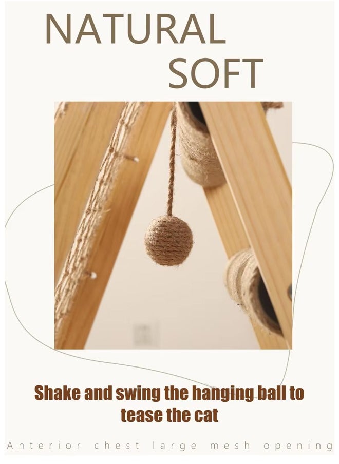 Large Cat Climbing Frame Cat Tree Wooden Cat Nest Jumping Platform Cat Frame Cats Climbing Toys Ladder Design with Cat Sisal Scratch Post Solid Wood Tall Cat Tower Pet Scraching Posts