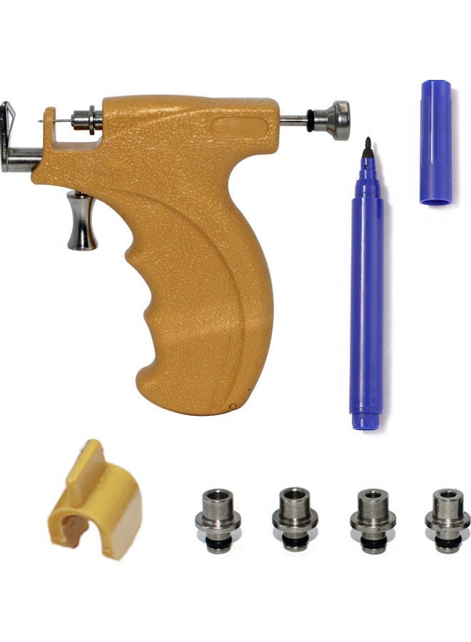 Professional Ear Stud Earring Piercing Gun Tools Kit Stainless Steel Reusable Earlobe Cartilage Nose Navel Body Piercing Gun Set Yellow - Image 1