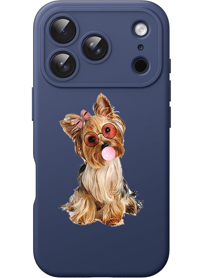 Theodor Protective Slim Fit Case Liquid Silicone Cover with Full Body Protection Anti-Scratch Shockproof Case For Apple iPhone 17 Pro Max (Blue) Dog with bubble - Image 1