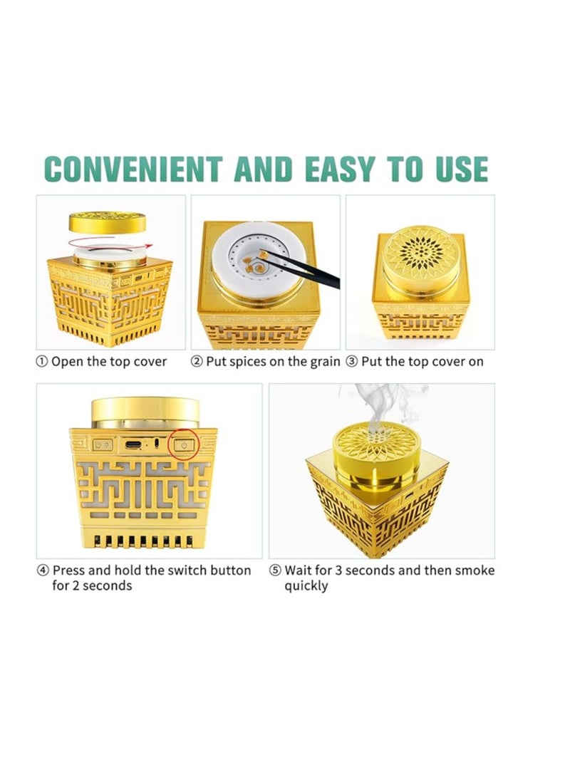 Telawah Quran Speaker & Mini Incense Burner Bakhoor Remote Control With 114 Quran Chapters Multicolor Changing Bluetooth Speaker Night Light With 18 Reciters And 17 Translations Bukhoor Burner - Image 2