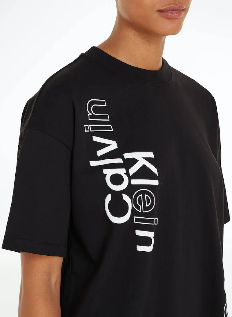 Calvin Klein Jeans Women's Boyfriend Logo T-Shirt Dress -  cotton jersey, Black