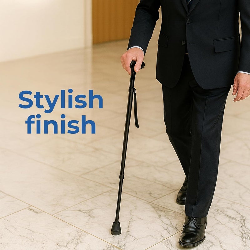Homecraft Contoured Grip Sticks NonFolding Walking Stick with Black Shaft Ergonomic Handle Design for Those with Weak Grasp or Arthritis - Image 4