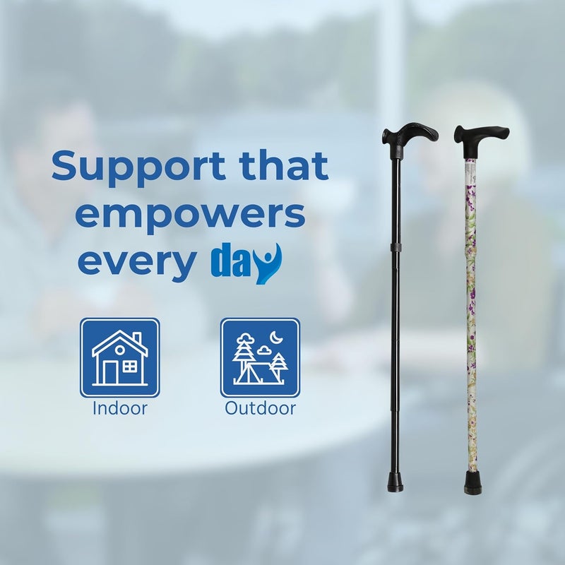Homecraft Contoured Grip Sticks NonFolding Walking Stick with Black Shaft Ergonomic Handle Design for Those with Weak Grasp or Arthritis - Image 5