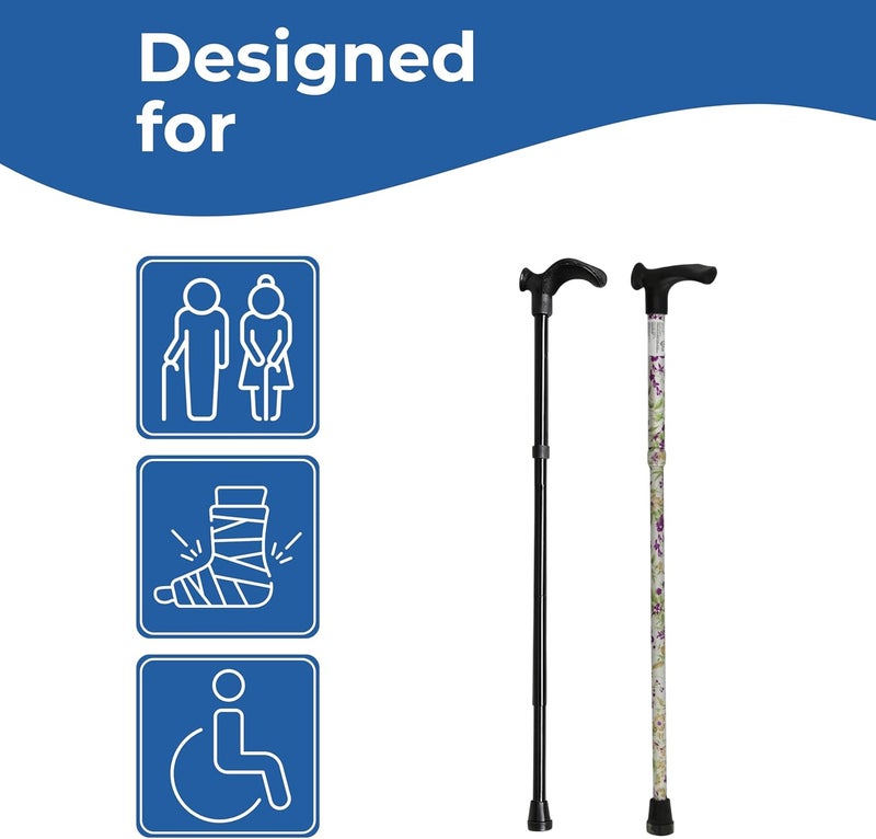 Homecraft Contoured Grip Sticks NonFolding Walking Stick with Black Shaft Ergonomic Handle Design for Those with Weak Grasp or Arthritis - Image 2