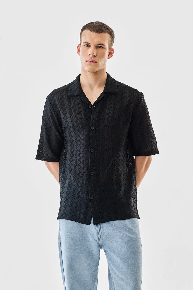 سنيتش قميص جاكار بقصة صندوقية