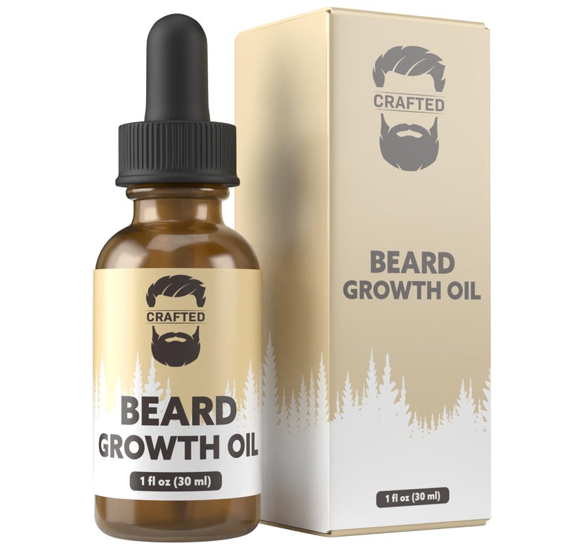 Crafted Beards Beard Growth Oil Serum - 1 fl Oz - Unscented - Helps Grow A Thicker Beard, Improves Beard Health, Fills in Thin and Patchy Spots - (1 Pack) - Image 1