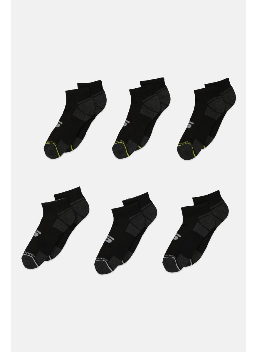 SKECHERS - Men 6 Pair Ankle Length Brand Logo Crew Socks, Black Combo - Image 1