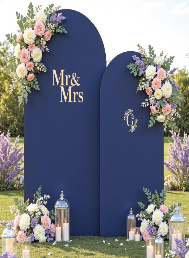Suppromo Navy Blue Arch Backdrop Cover Set of 2-7.2ft, 6ft Arch Covers Stretchy Backdrop Spandex Birthday Party Arch Stand Covers for Baby Shower Wedding Bridal Shower Banquet Photo Background Decorations - Image 2