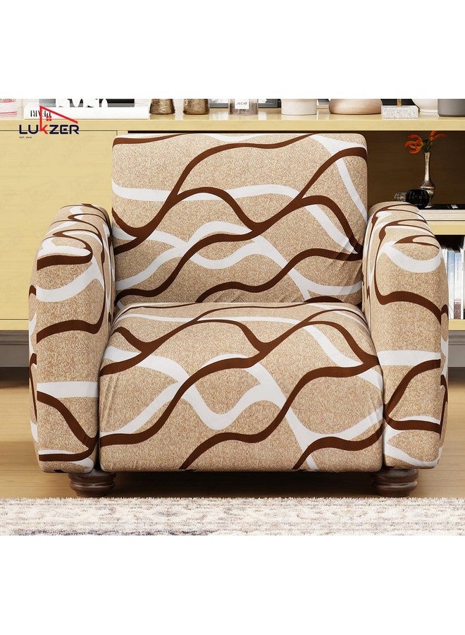Lukzer غطاء أريكة عالمي بتصميم بطانة بيج 5 مقاعد من لوكزر 3+1+1 مقعد | غطاء أريكة قابل للغسل ومضاد للانزلاق مغطى بالكامل بزاوية 360° | غطاء من البوليستر + سباندكس بوزن 140 جرام لكل متر مربع (SC-021-05) - Image 4