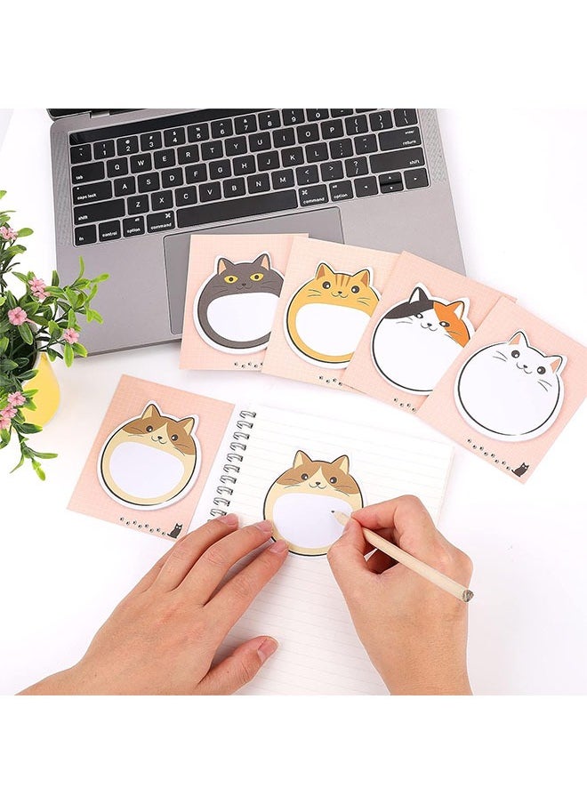 Generic - 5Pcs Lovely Cat Sticky Notes Kawaii Animal Self Stick Notes Cartoon Cat Self Stick Memo Pads Cute Shapes Markers Flags for Students Home Office Tab Supplies Total 150 Sheets - Image 1