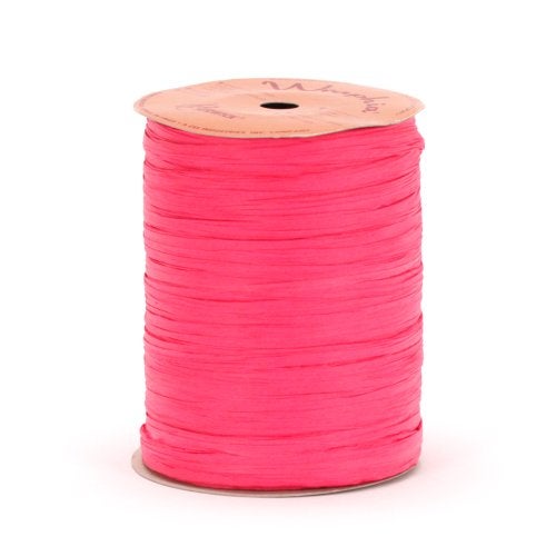 Berwick Offray Matte Hot Pink Raffia Ribbon, 1/4'' Wide, 100 Yards, 7MM - Image 4