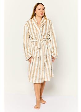 Bebe Home Women Stripped Belted Bath Robes, Multicolor  - Image 1