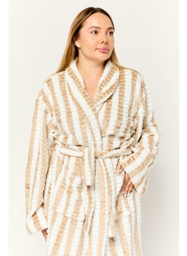 Bebe Home Women Stripped Belted Bath Robes, Multicolor  - Image 2
