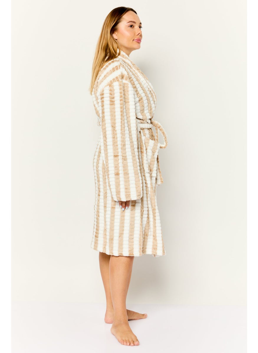 Bebe Home Women Stripped Belted Bath Robes, Multicolor  - Image 3
