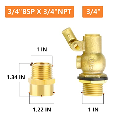 GASHER 2PCS 3/4" 304 Stainless Steel Float Ball Valve with 3/4"G Female x 3/4"NPT Male Adapter, DN20 Adjustable Water Tank Float Ball Valve for Stock Tank Pool Water Level Control - Image 2