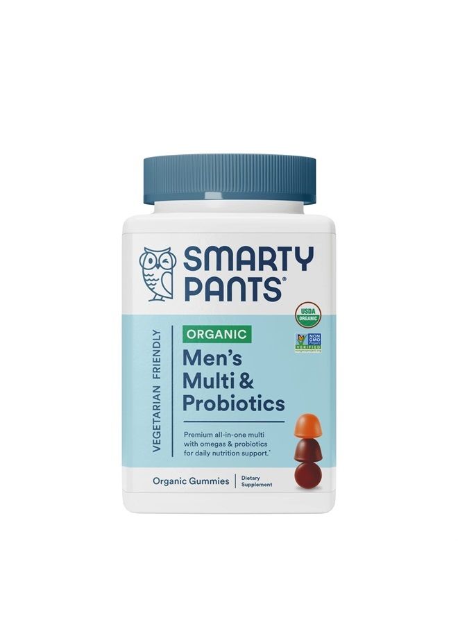 SmartyPants Organic Mens Multivitamins, Daily Gummy Vitamins: Probiotics, Vitamins C, D3, B12, Zinc & Omega 3 for Immune Support, Digestive Health, Energy, & Bone Health, 120 Gummies, 30 Day Supply - Image 1