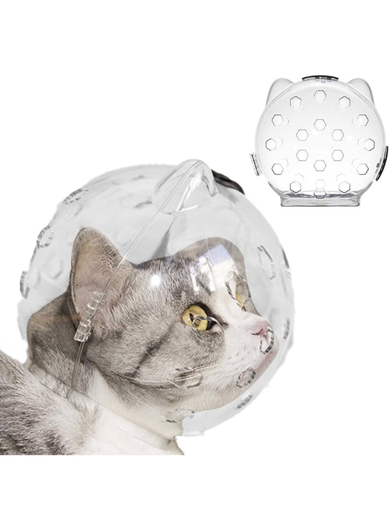 Transparent Cat Space Helmet Muzzle - Anti-Bite & Scratch Hood with Breathing Holes & Double Safety Lock for Grooming, Bathing & Vet Visits (Size M, Neck 18.7-22.7 cm)​ - Image 4