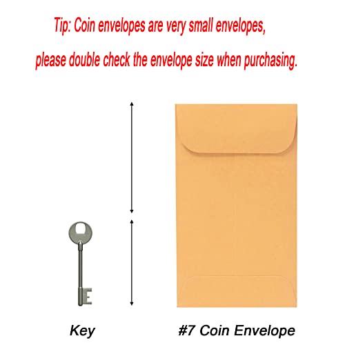 Xxcxpark 200PCS #7 Coin Envelopes 3.5x6.5 inches Brown Kraft Envelopes Classic Small Parts Gummed Flap for Coins, Cash, Credit Cards, Seeds - Image 2
