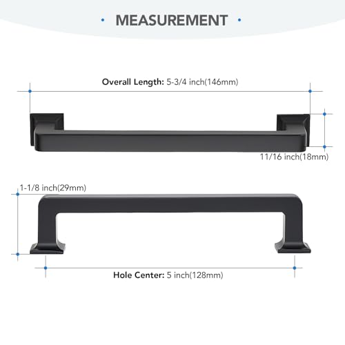 HOME EDIT 10 Pack 5 Inch Matte Black Cabinet Handles Solid Zinc Alloy Pulls for Kitchen Cupboard & Drawer Hardware - Image 2