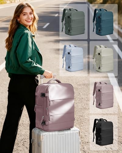 coowoz Travel Backpack Carry On for Women Man Gym Backpacks with Laptop Compartment Mochila de Viaje Teacher Personal Item Backpack Rucksack Airplane Accessories Must Haves Pink Purple Small - Image 3