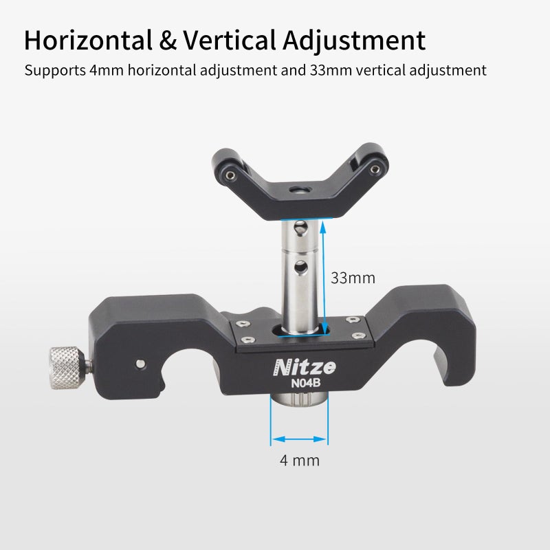 Nitze 15mm Universal Lens Support with Rolling Y-Bracket and 1/4”, 3/8”and M3 Height Extension Posts - N04B - Image 4