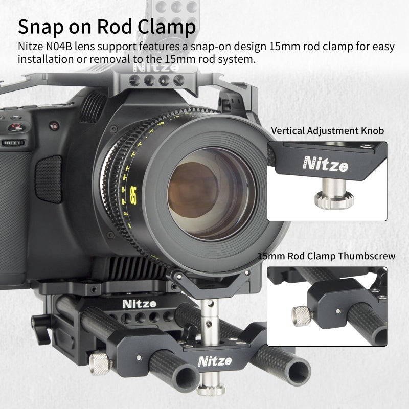 Nitze 15mm Universal Lens Support with Rolling Y-Bracket and 1/4”, 3/8”and M3 Height Extension Posts - N04B - Image 5