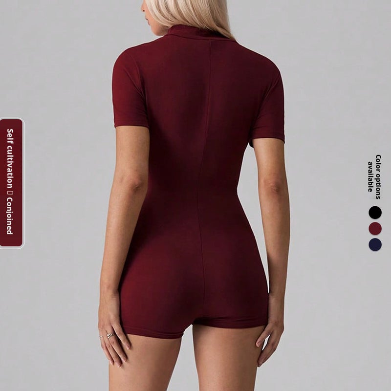 Color-block Casual Short Yoga Jumpsuit for Women - Image 3
