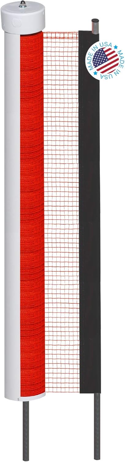 Kidkusion Retractable Driveway Guard Orange 25  Driveway Safety Outdoor Net Barrier Adjustable - Image 1