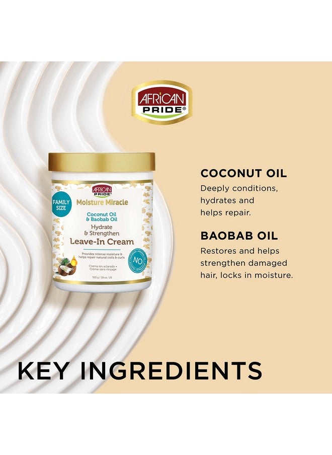 African Pride African Pride Moisture Miracle Coconut Oil & Baobab Oil Leave-In Hair Cream - Provides Intense Moisture & Helps Repair Natural Coils & Curls, Hydrates & Strengthens, 18 oz  - Image 3