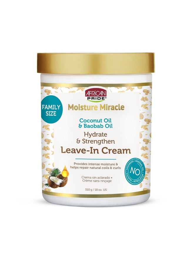 African Pride African Pride Moisture Miracle Coconut Oil & Baobab Oil Leave-In Hair Cream - Provides Intense Moisture & Helps Repair Natural Coils & Curls, Hydrates & Strengthens, 18 oz  - Image 1