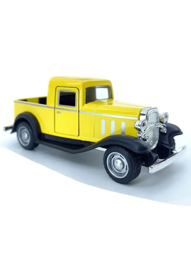Vintage Yellow Retro Classic Pickup Truck Model Opening Doors Collectible Display Car - Image 3