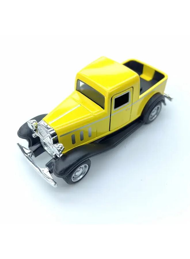 Vintage Yellow Retro Classic Pickup Truck Model Opening Doors Collectible Display Car - Image 1