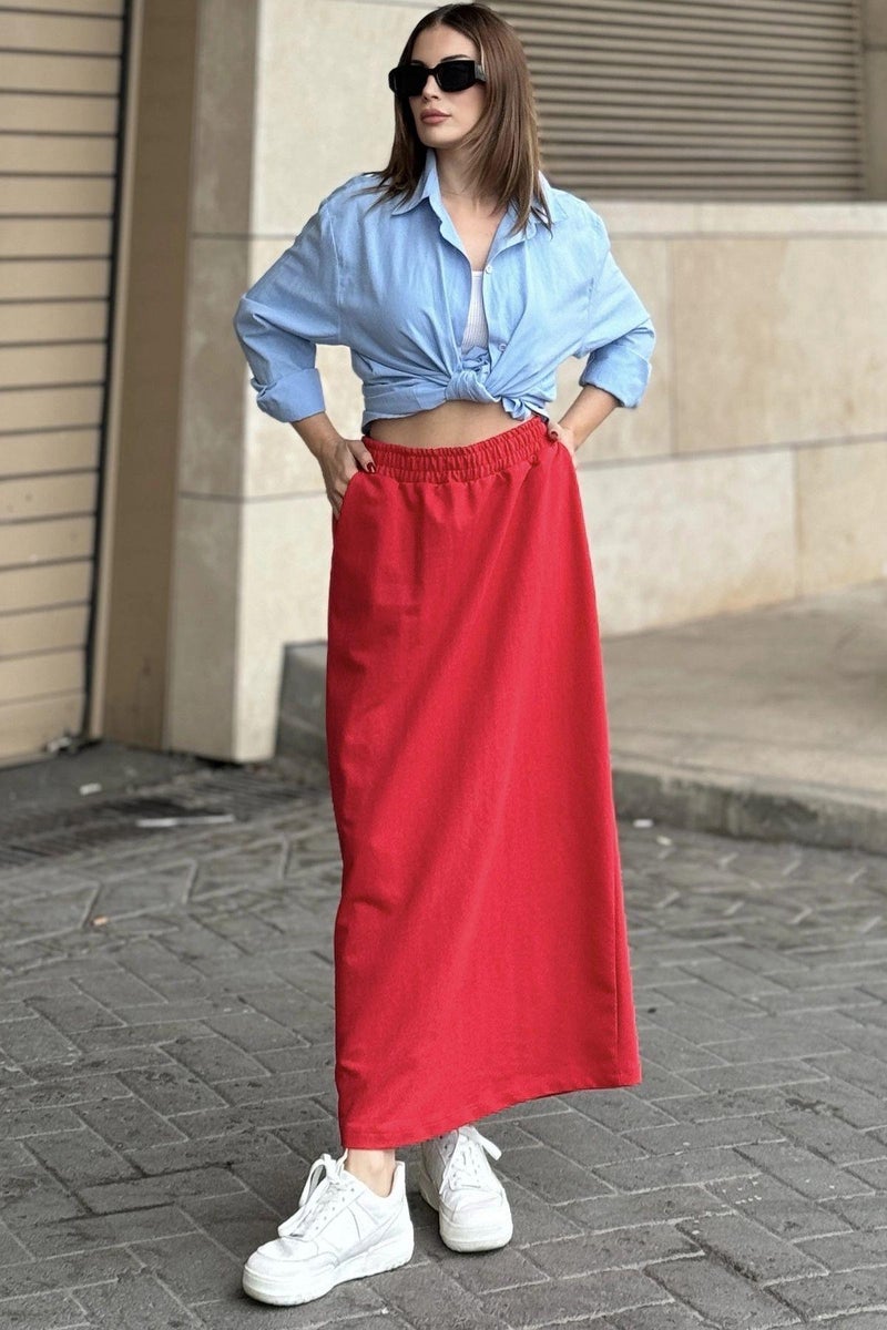 Weshaya تنورة نسائية حمراء - Image 1