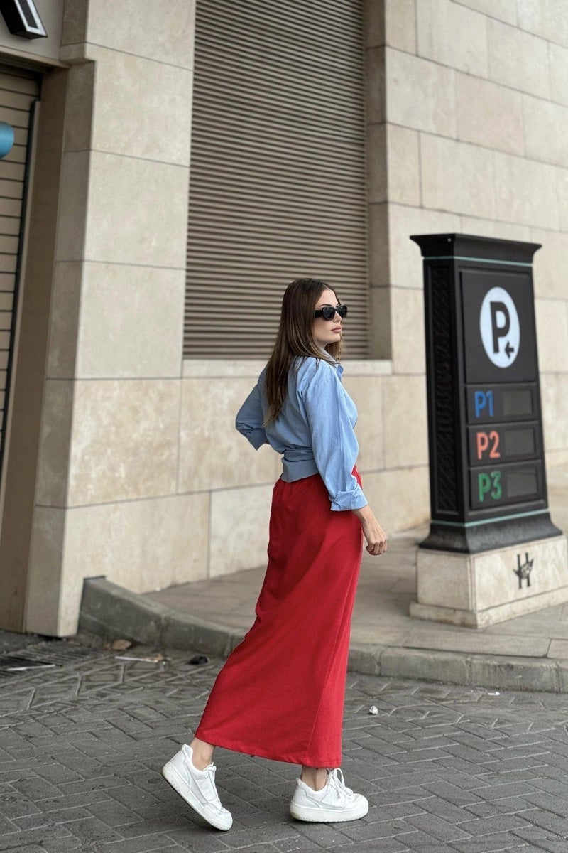 Weshaya تنورة نسائية حمراء - Image 4