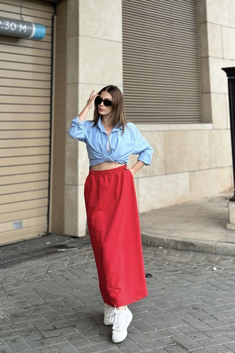 Weshaya تنورة نسائية حمراء - Image 5
