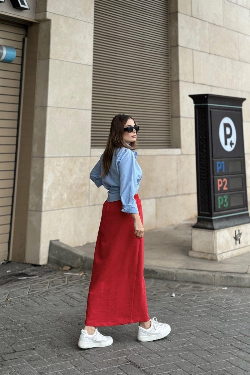 Weshaya تنورة نسائية حمراء - Image 3