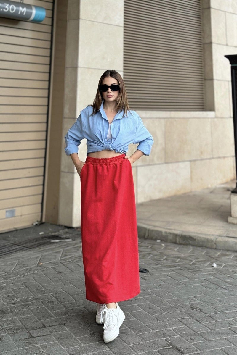 Weshaya تنورة نسائية حمراء - Image 2