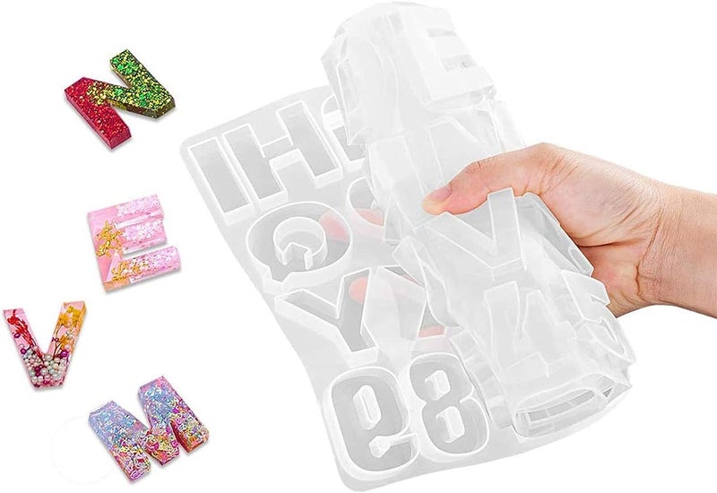 Artool NOLAAI ARTOOL Alphabet Resin Art Mold Creative DIY Multipurpose Keychains Pendant Art and Craft Making Silicone Mold Epoxy Resin Letter and Number Frame Mould (B107) - Image 4