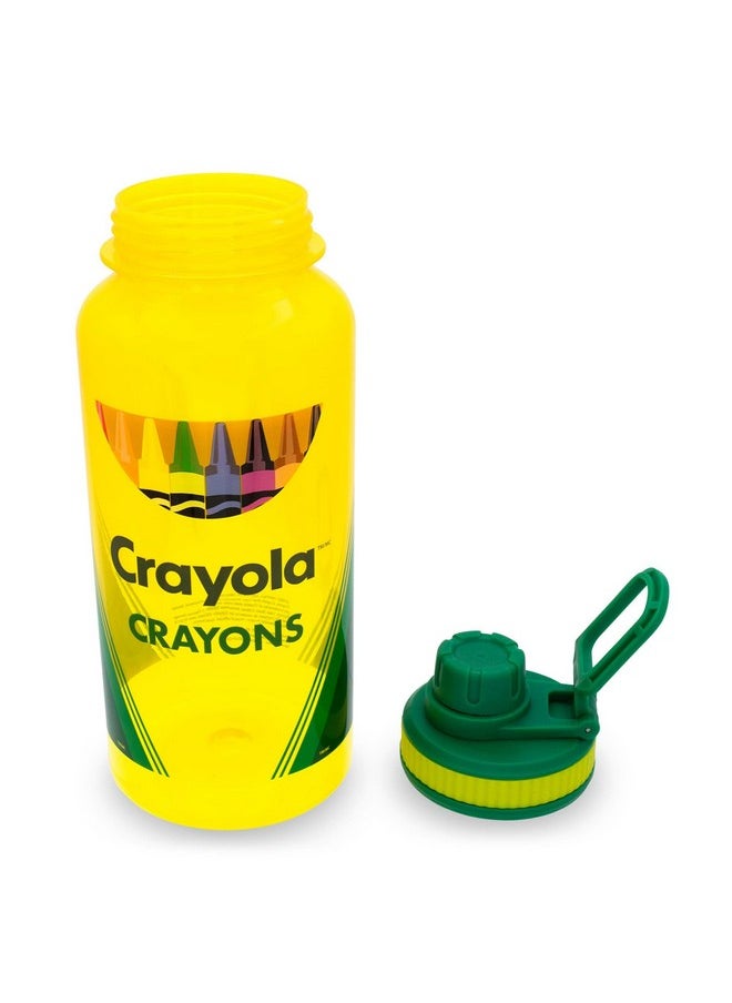 Silver Buffalo - Crayola Crayon Box Retro-Style Twist Spout Plastic Water Bottle Jug And Sticker Set For Personalizing | Holds 32 Ounces - Image 1
