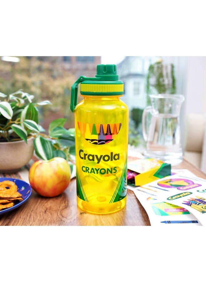 Silver Buffalo - Crayola Crayon Box Retro-Style Twist Spout Plastic Water Bottle Jug And Sticker Set For Personalizing | Holds 32 Ounces - Image 1