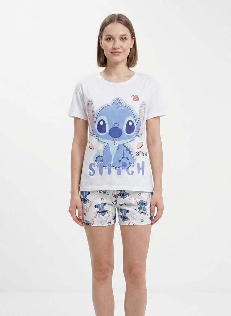 Women's 3-Piece Pajama Set - White/Blue - Image 2