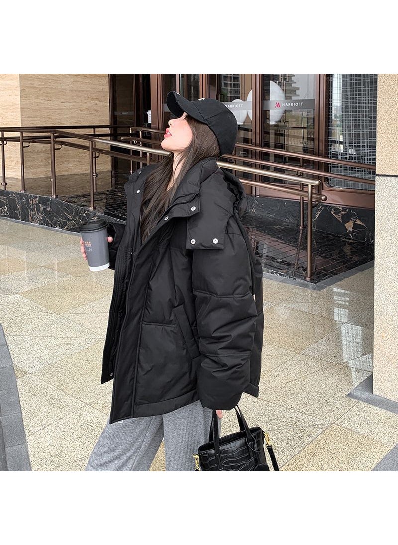 Generic - 2024 Womens Hooded Puffer Jacket Loose Korean Style Creamy-white - Image 1