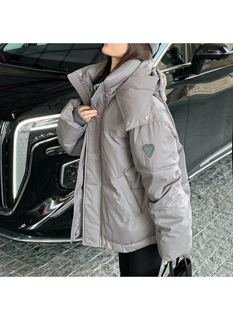 Generic - 2024 Womens Hooded Puffer Jacket Loose Korean Style Creamy-white - Image 1