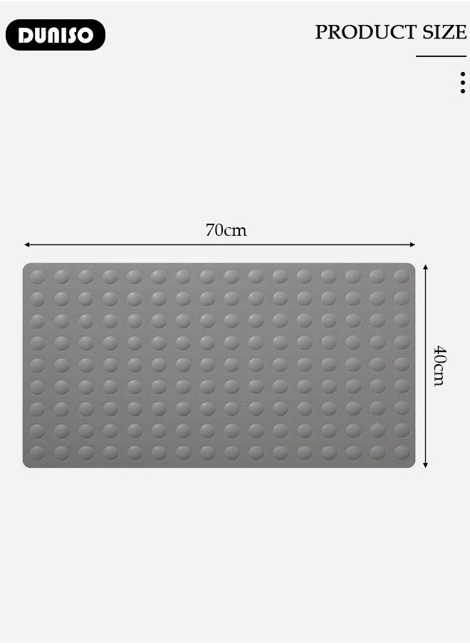 DUNISO Rubber Mat Anti Slip Bathroom Mat Shower Mat Waterproof Mat Foot Massage Mat With Drain Holes And Suction Cups 40*70cm Bath Mat For Tub, Toilet And Bathroom Floors Grey  - Image 4