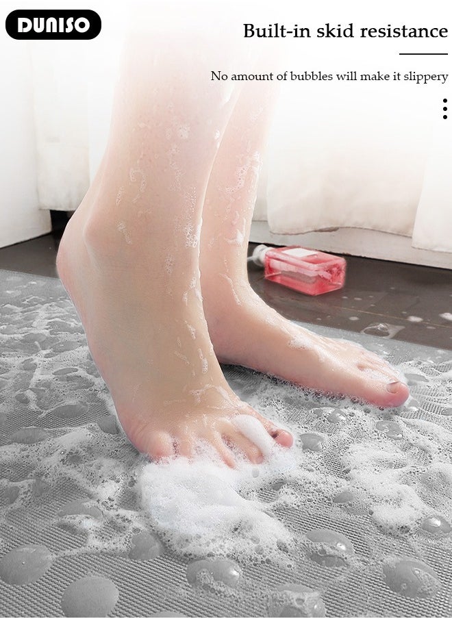 DUNISO Rubber Mat Anti Slip Bathroom Mat Shower Mat Waterproof Mat Foot Massage Mat With Drain Holes And Suction Cups 40*70cm Bath Mat For Tub, Toilet And Bathroom Floors Grey  - Image 2