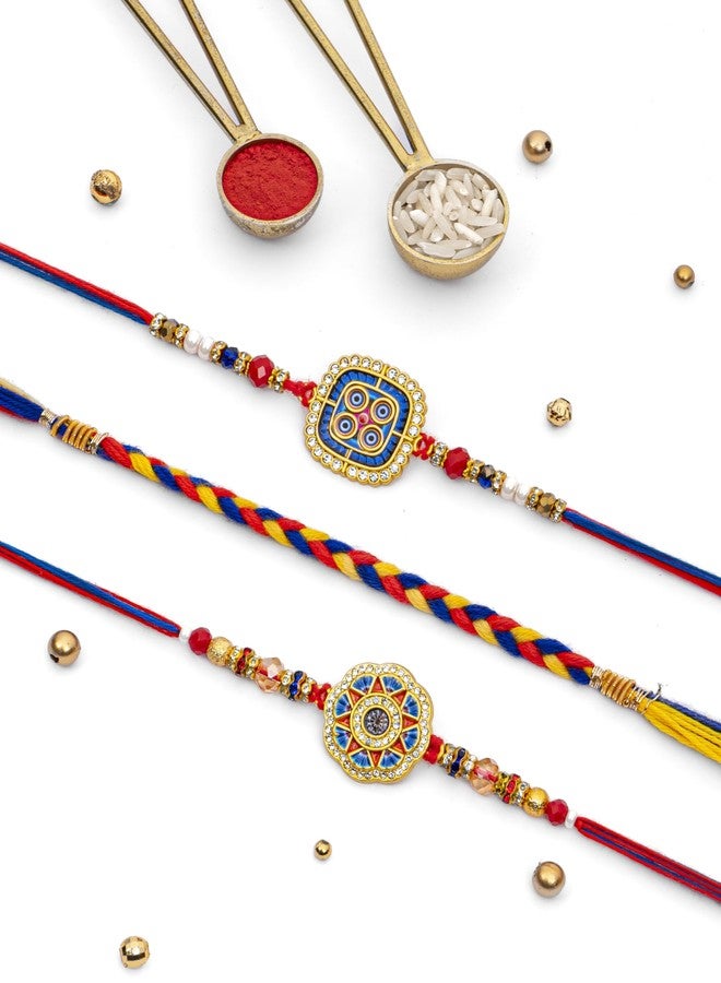 DORE® Pack of 3 Rakhi Set For Brother Set of 3 Vedic Vista Rakhi Set - Image 1