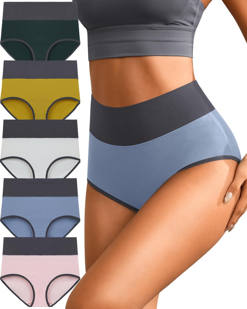 K-CHEONY High Waisted Underwear for Women Cotton Tummy Control Panties Full Coverage Soft Breathable Postpartum Ladies Briefs - Image 1